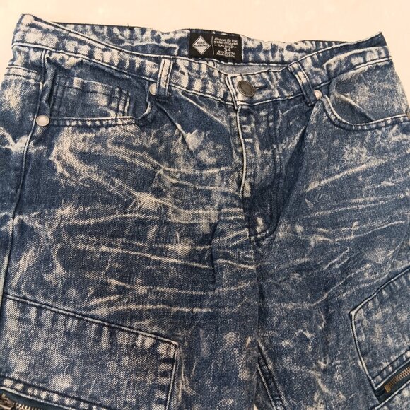 Blue Acid Wash Zipper Accent Straight Leg Jeans Size 34 - Picture 3 of 14